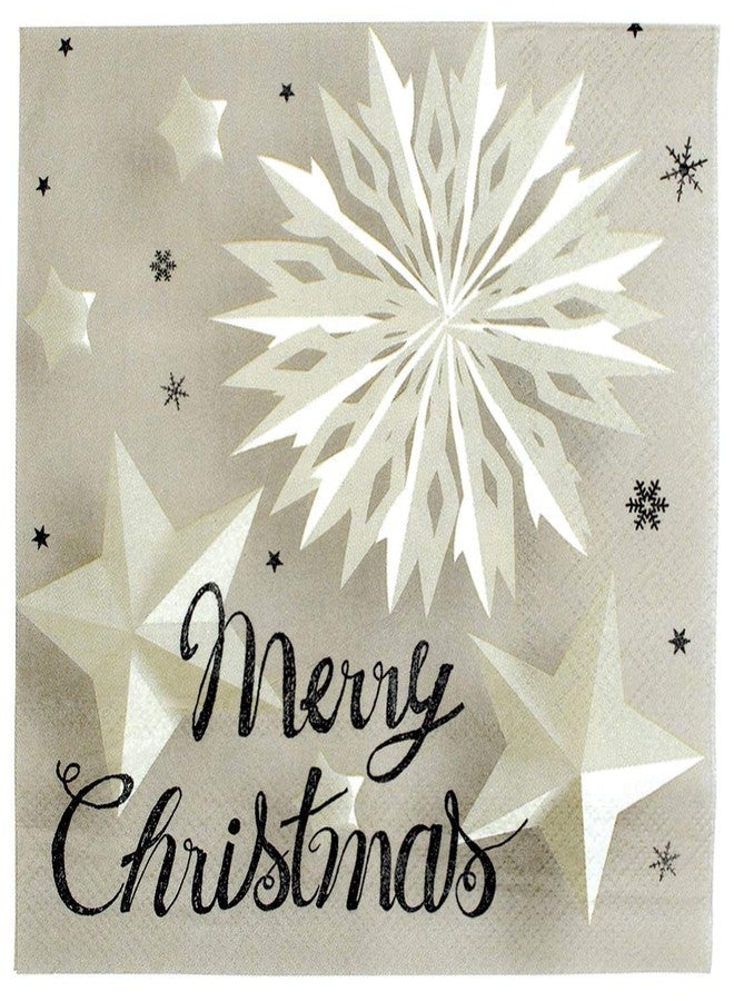 OLYPHAN Merry Christmas Napkins Paper 6.5 in Xmas Napkins - Luncheon Cocktail Lunch Buffet Star Napkin for Holiday Dinner Party 40 Pack Disposable - Image 1